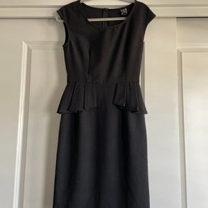 Black Cap Sleeve Peplum Midi Dress P&S